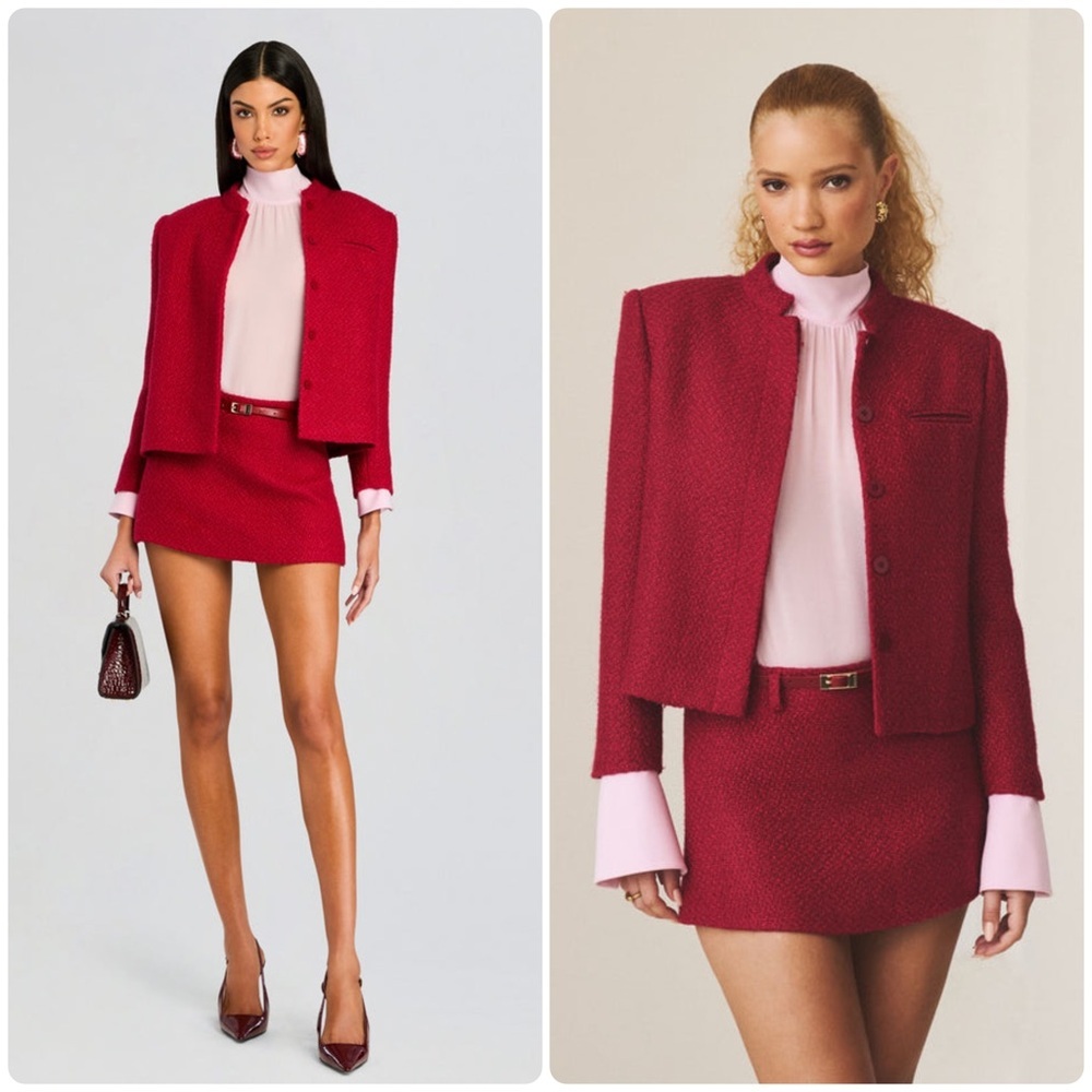 New! SER.O.YA Kristen Boucle Lady Buttoned Jacket Ruby Red Blazer ♥️ Small